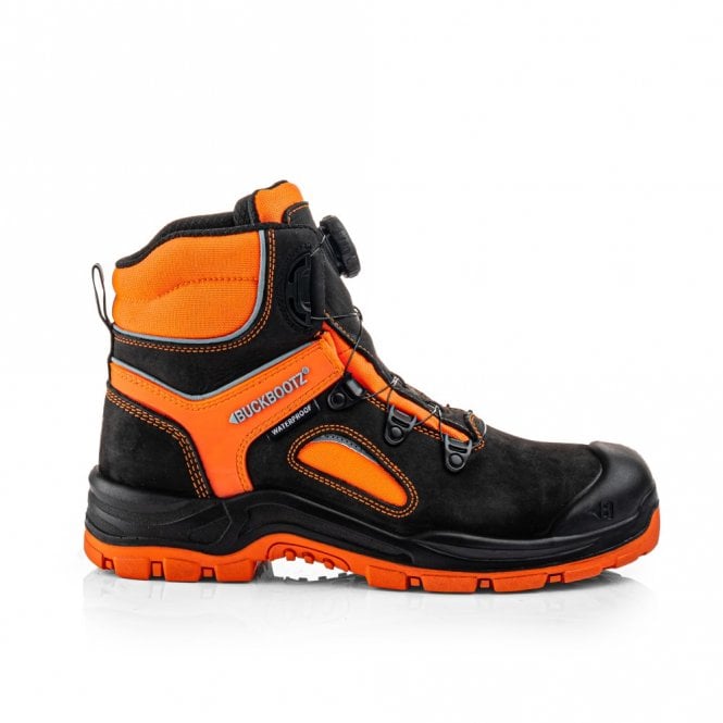 BuckBootz BVIZ7 Buckzviz Black/Orange Hi Vis Safety Boots with Fitgo