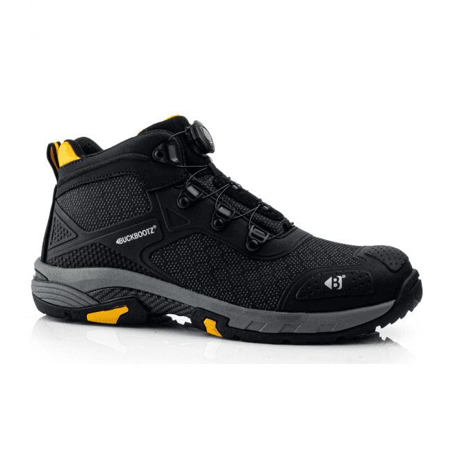 BuckBootz Wheelz Black Mid Mesh/Kpu Safety Boots With Fitgo