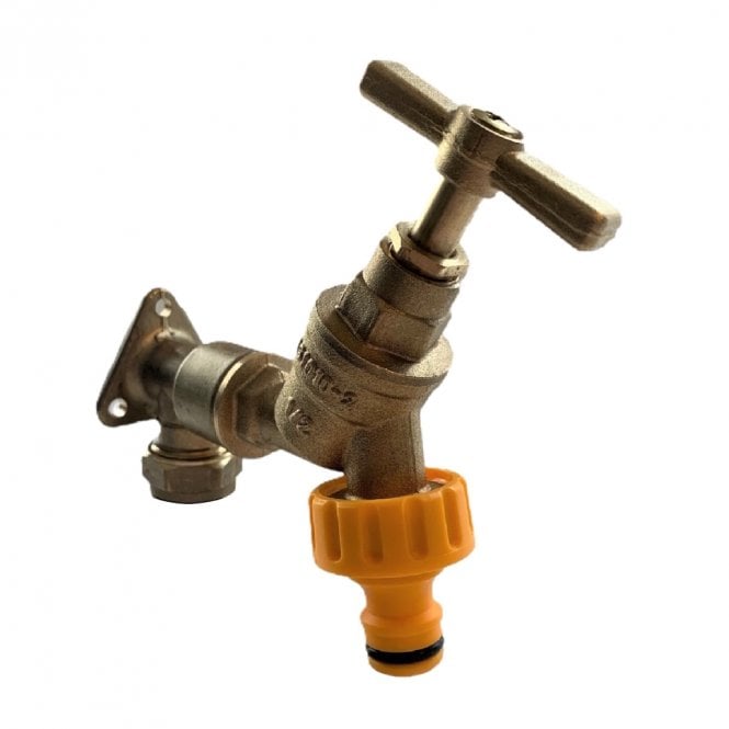 Build & Plumb Outside Garden Tap Kit - Wall Plate Elbow | 1/2