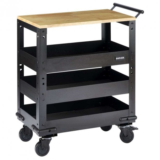 BUNKER 3-Tier Modular Trolley with Wooden Worktop