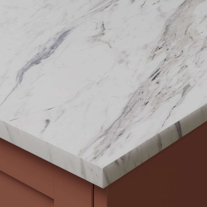 Bushboard 3000 x 100 x 20mm OMEGA Sleek Calcutta Marble Square Edge Upstand