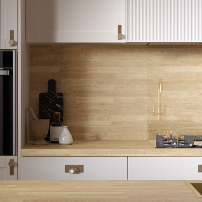 Bushboard 3000 x 600 x 8mm OMEGA Modern Natural Block Oak Square Edge Splashback
