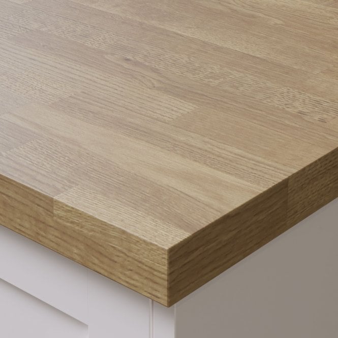 Bushboard 3000 x 620 x 38mm OMEGA Modern Natural Block Oak Square Edge Worktop