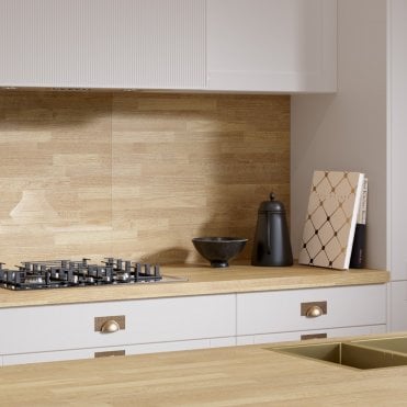 4100 x 900 x 38mm OMEGA Modern Natural Block Oak Square Edge Breakfast Bar