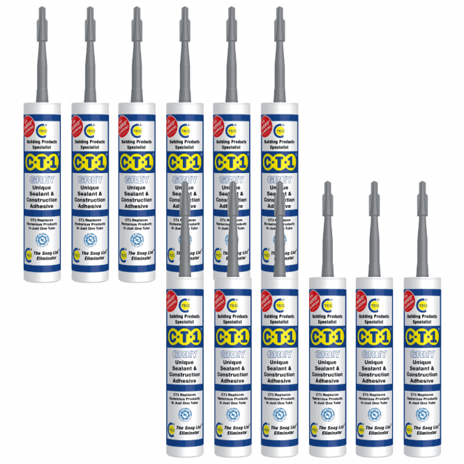 C-TEC 12x Grey CT1 Sealant & Construction Adhesive 290ml