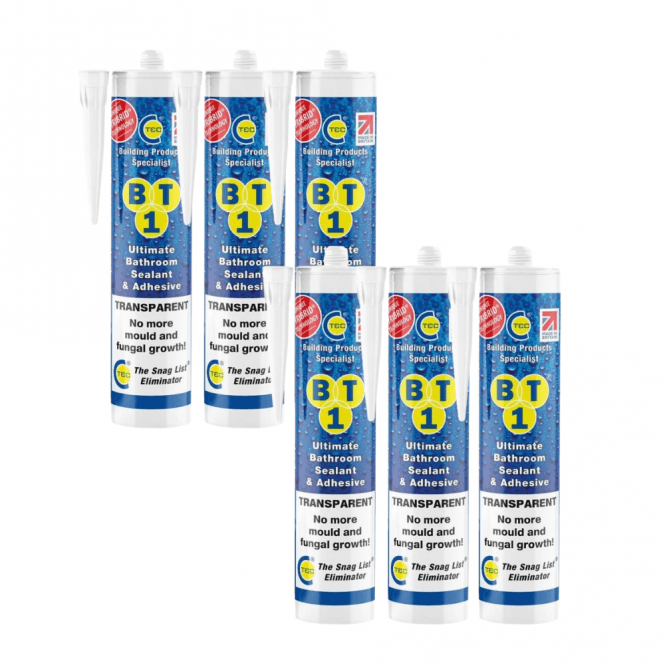 C-TEC 6x BT1 Transparent Ultimate Bathroom Sealant & Adhesive 290ml 