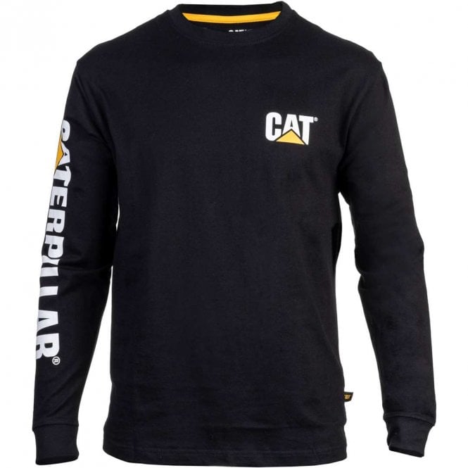 Caterpillar Black Trademark Banner Long Sleeve T-Shirt 