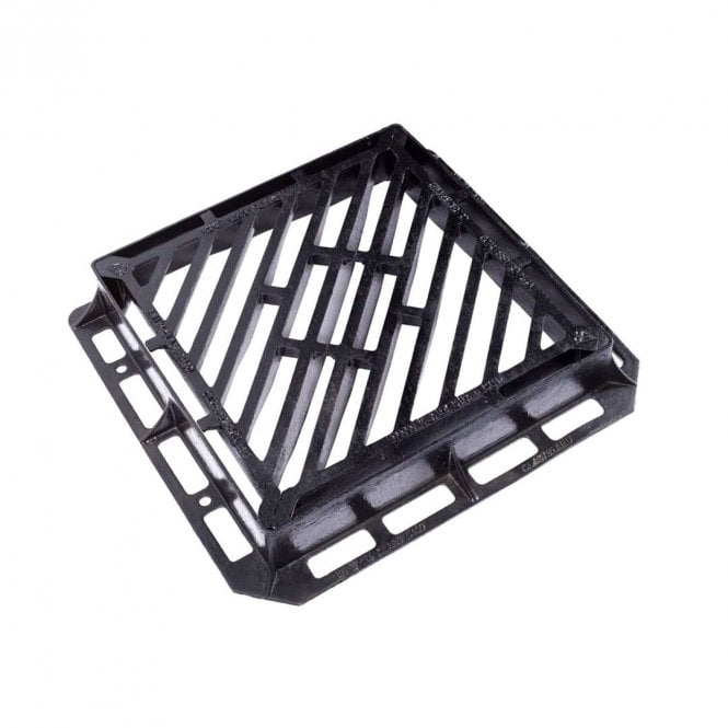 Clark Drain CD 732 KMD 600x600x100 D400 Ductile Iron Hinged Triangular Gully Grating & Frame