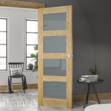 Oak Pre-Finished Coventry Frame Frosted Glaze Internal Door