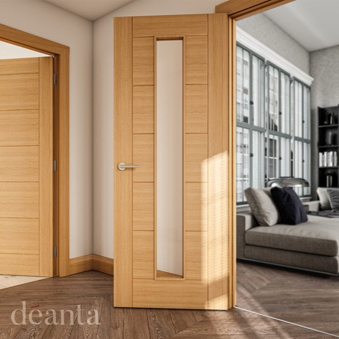 Deanta Oak Pre-Finished Seville Glazed 1L Fd30 Int Fire Door
