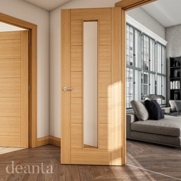 Oak Pre-Finished Seville Glazed 1L Internal Door