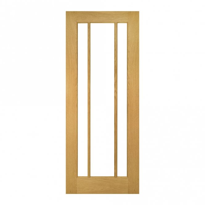 Deanta Oak Un-Finished Norwich Chrome Bevelled Glaze Internal Door