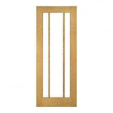 Oak Un-Finished Norwich Chrome Bevelled Glaze Internal Door