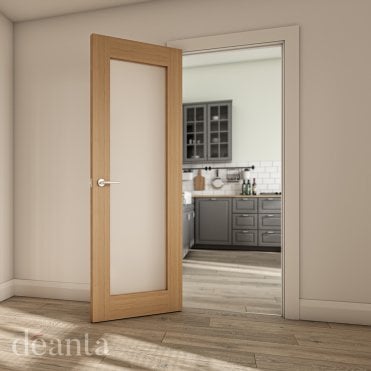 Oak Un-Finished Walden Frame Frosted Glaze Internal Door