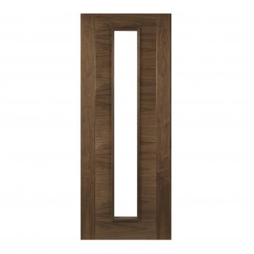 Walnut Pre-Finished Seville Glazed 1L Fd30 Int Fire Door