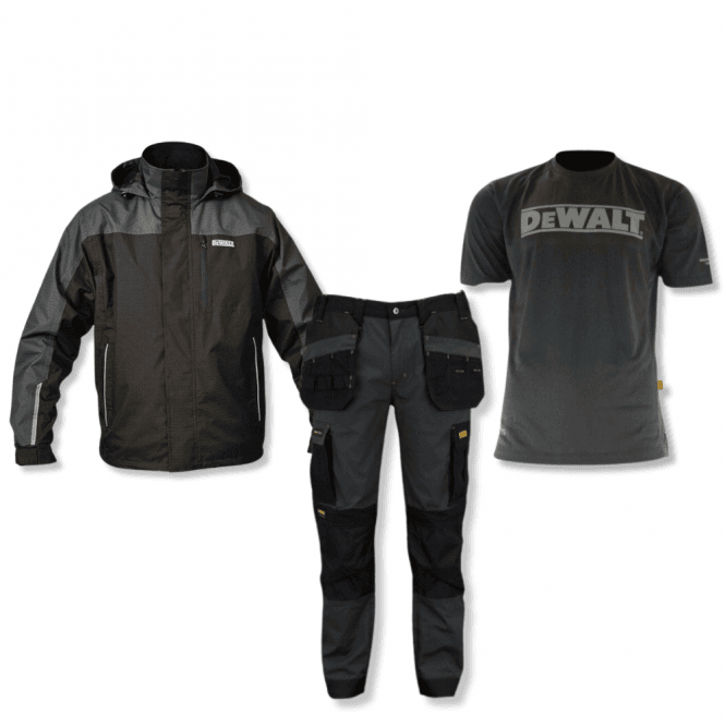 Dewalt Albany Slim Fit Trousers, T Shirt & Storm Jacket Bundle