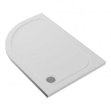 2Go 1000x800mm Offset Quadrant 45mm Low Profile Shower Tray & Waste - White