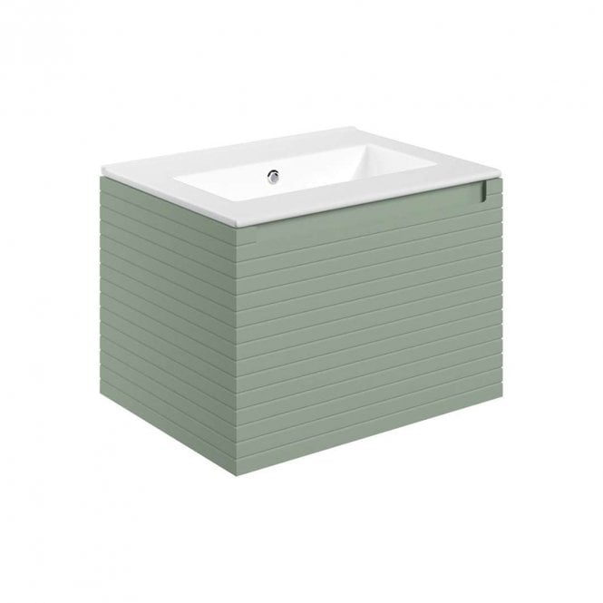 Dove Bathrooms Aire 615mm Wall Hung 1 Drawer Basin Unit & 0TH Thin Edge Basin - Matt Willow Green