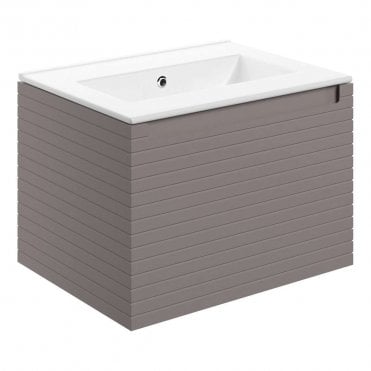 Aire 615mm Wall Hung 1 Drawer Vanity Unit & 0TH Basin - Matt Taupe