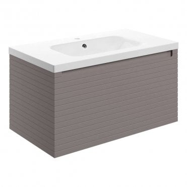 Aire 815mm Wall Hung 1 Drawer Vanity Unit & 1TH Basin - Matt Taupe