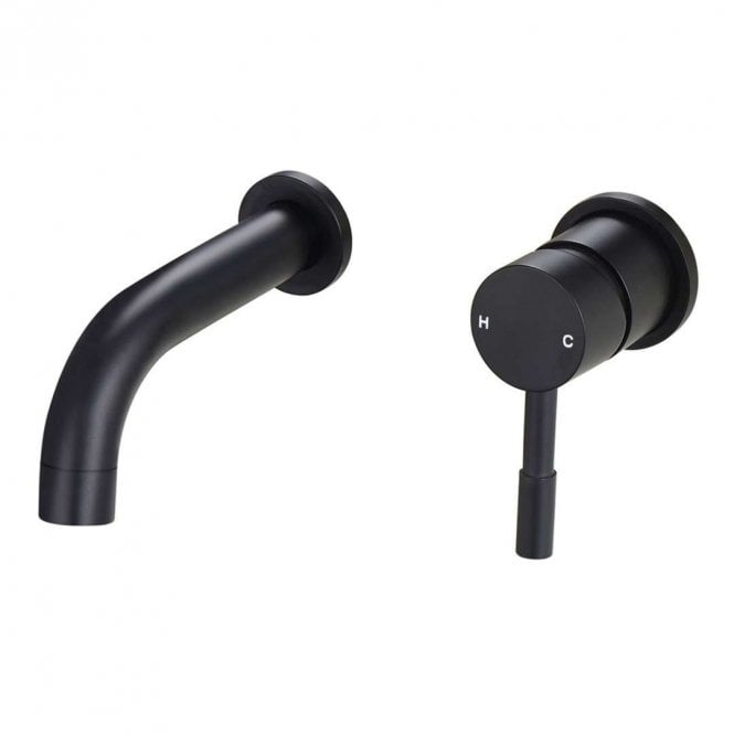 Dove Bathrooms Anna 155mm Wall Mounted Basin Mixer - Matt Black