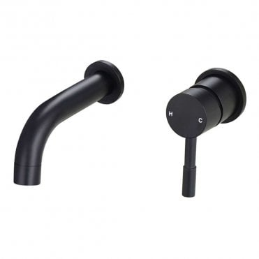 Anna 155mm Wall Mounted Basin Mixer - Matt Black