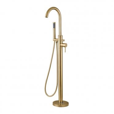 Anna Floor Standing Bath/Shower Brushed Brass Mixer Tap