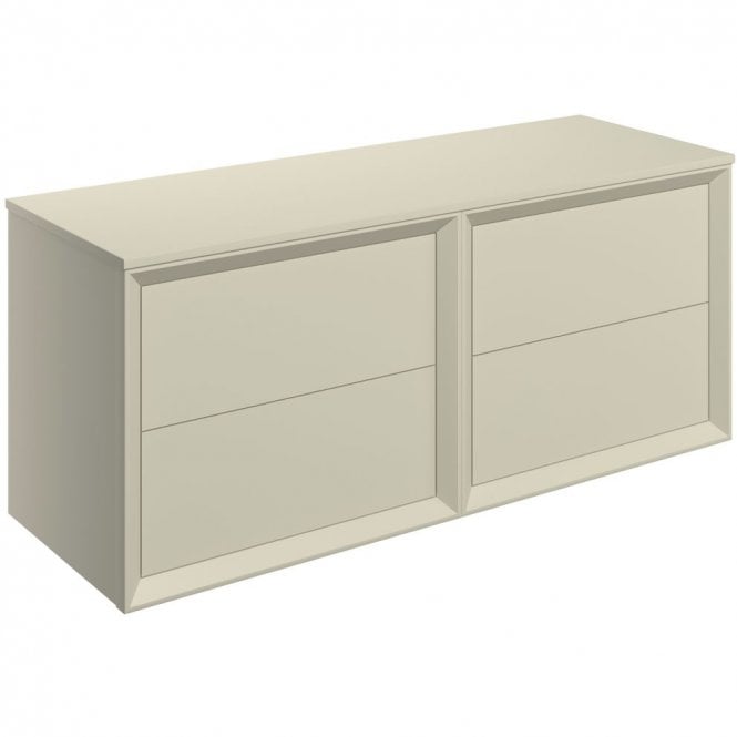 Dove Bathrooms Austin 1200mm Wall Hung 4 Drawer Double Vanity Unit & Top - Matt Cotton