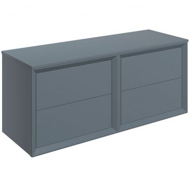 Austin 1200mm Wall Hung 4 Drawer Double Vanity Unit & Top - Matt Storm Blue