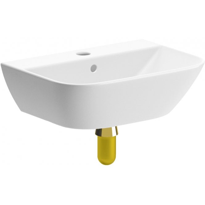 Dove Bathrooms Austin 450x320mm 1TH Cloakroom Basin & Brushed Brass Bottle Trap