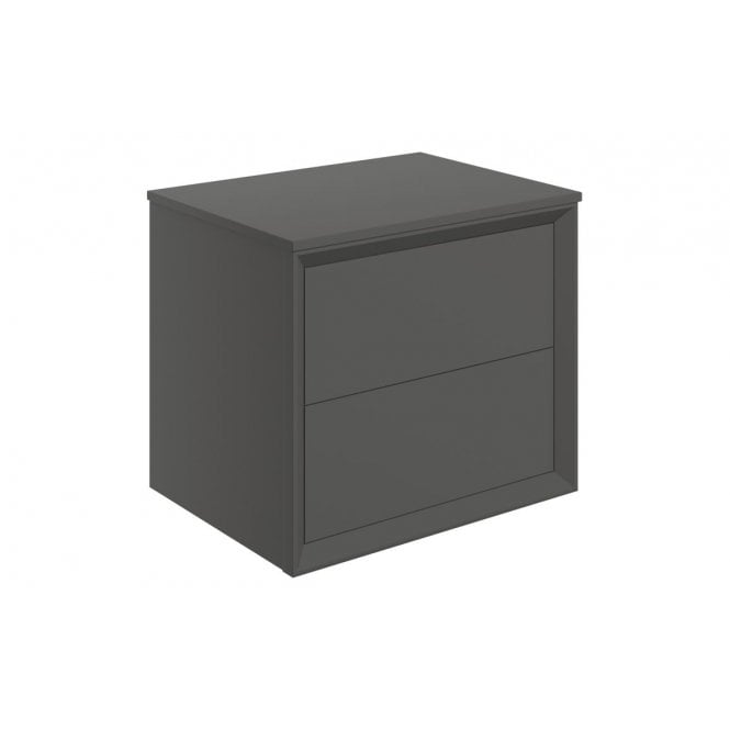 Dove Bathrooms Austin 600mm Wall Hung 2 Drawer Vanity Unit & Top - Matt Clay