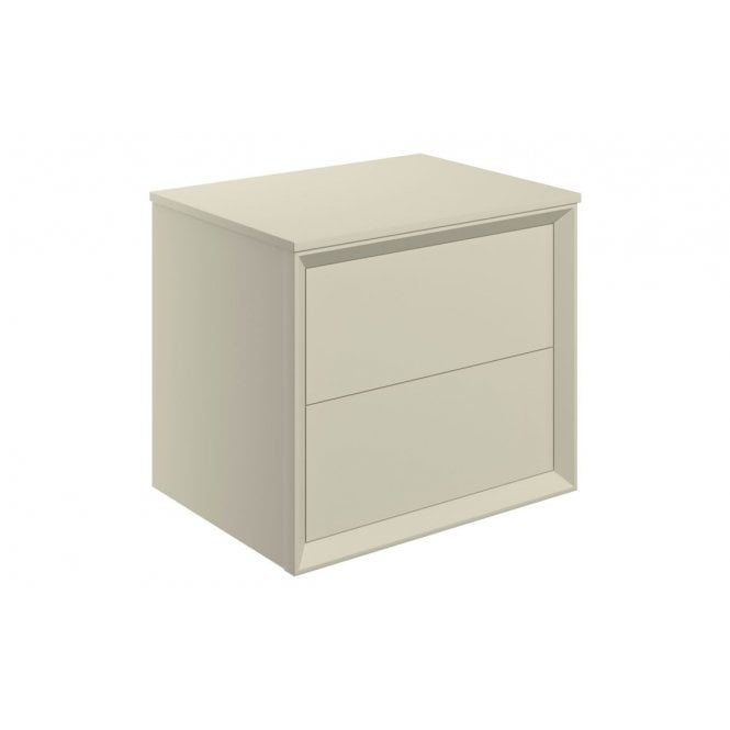 Dove Bathrooms Austin 600mm Wall Hung 2 Drawer Vanity Unit & Top - Matt Cotton