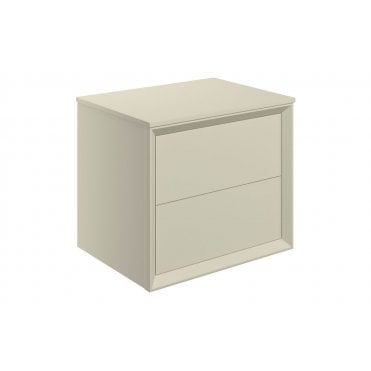 Austin 600mm Wall Hung 2 Drawer Vanity Unit & Top - Matt Cotton