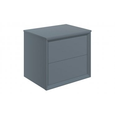 Austin 600mm Wall Hung 2 Drawer Vanity Unit & Top - Matt Storm Blue