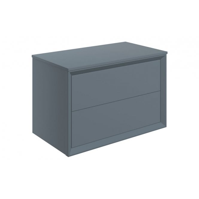 Dove Bathrooms Austin 800mm Wall Hung 2 Drawer Vanity Unit & Top - Matt Storm Blue