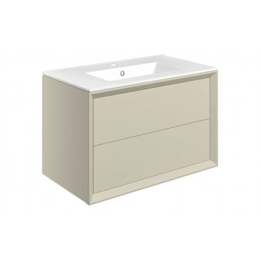 Austin 815mm Wall Hung 2 Drawer Vanity Unit & Ceramic Sink - Matt Cotton