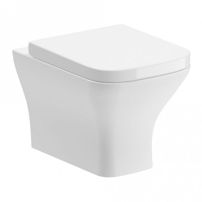 Dove Bathrooms Austin Rimless Comfort Height Back to Wall Toilet & Wrapover Soft Close Seat