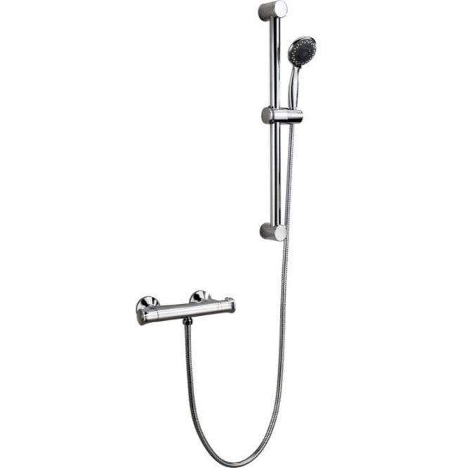 Dove Bathrooms Azure Low Pressure Thermostatic Bar Mixer Shower with Adjustable Slide Rail Kit - Chrome
