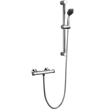 Azure Low Pressure Thermostatic Bar Mixer Shower with Adjustable Slide Rail Kit - Chrome