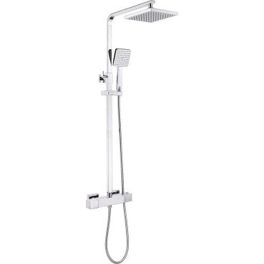 Bay Square Cool-Touch Thermostatic Bar Mixer Shower with Fixed Head & Handset - Chrome