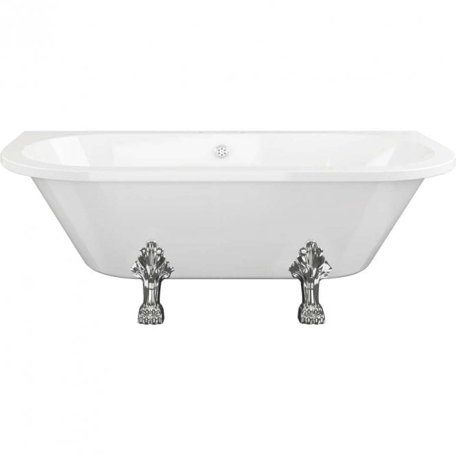 Dove Bathrooms Belmond Freestanding Back To Wall 1700mm x 800mm 2TH Bath with Feet - White