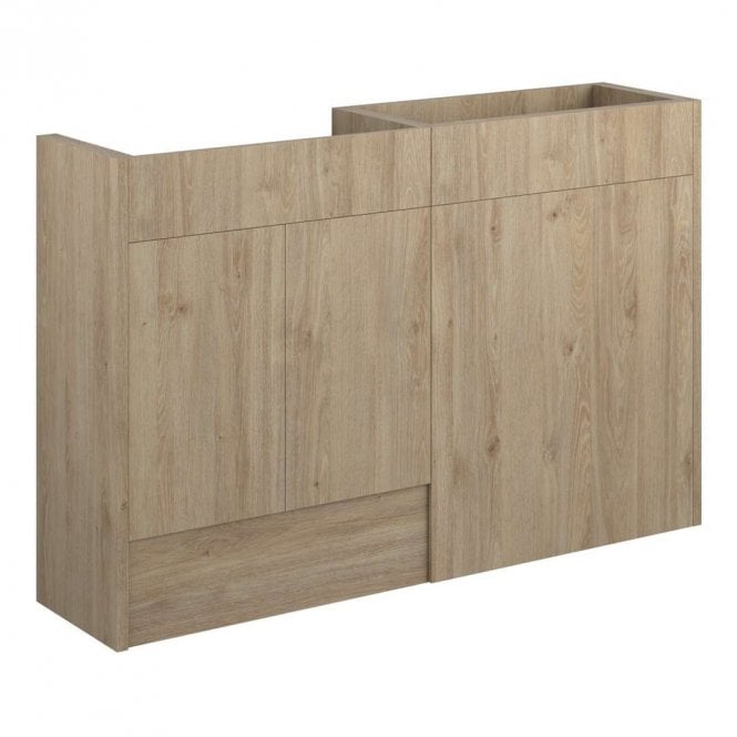 Dove Bathrooms Blake 1236mm Standard Basin & WC Unit Pack - Havana Oak (Grey Cabinet)