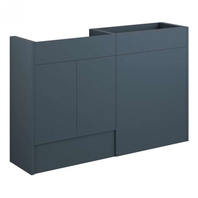 Dove Bathrooms Blake 1236mm Standard Basin & WC Unit Pack - Matt Arley Blue (Grey Cabinet)