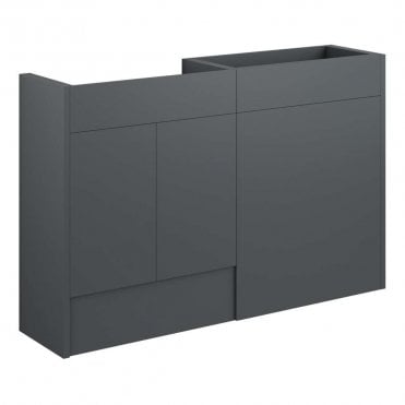 Blake 1236mm Standard Basin & WC Unit Pack - Matt Graphite Grey (Oak Cabinet)