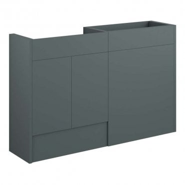 Blake 1236mm Standard Basin & WC Unit Pack - Matt Green (Oak Cabinet)
