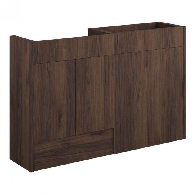 Dove Bathrooms Blake 1236mm Standard Basin & WC Unit Pack - Warm Walnut (Oak Cabinet)