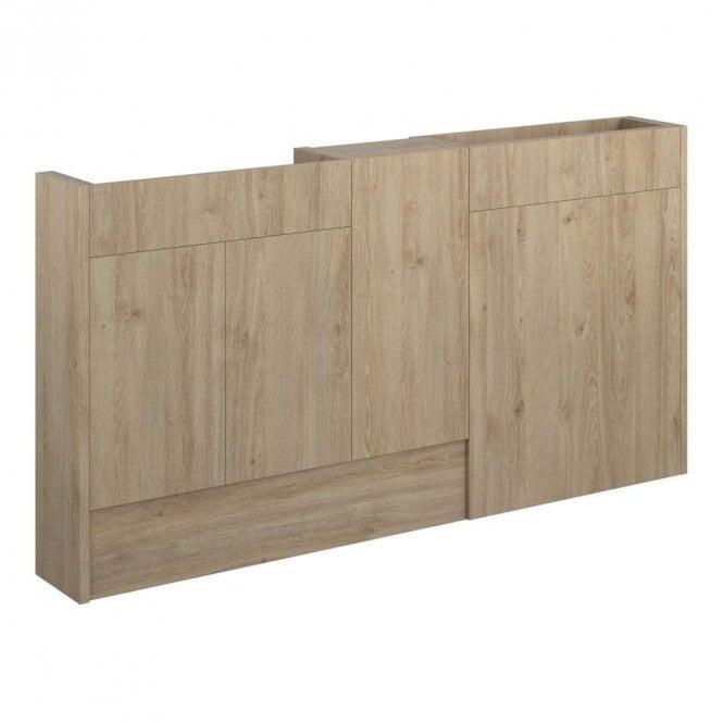Dove Bathrooms Blake 1536mm Slim Basin, WC & 1 Door Unit Pack - Havana Oak (Oak Cabinet)