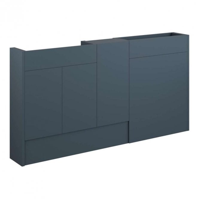 Dove Bathrooms Blake 1536mm Slim Basin, WC & 1 Door Unit Pack - Matt Arley Blue (Grey Cabinet)