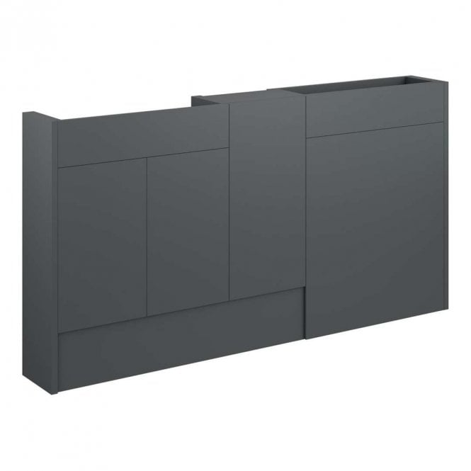 Dove Bathrooms Blake 1536mm Slim Basin, WC & 1 Door Unit Pack - Matt Graphite Grey (Oak Cabinet)