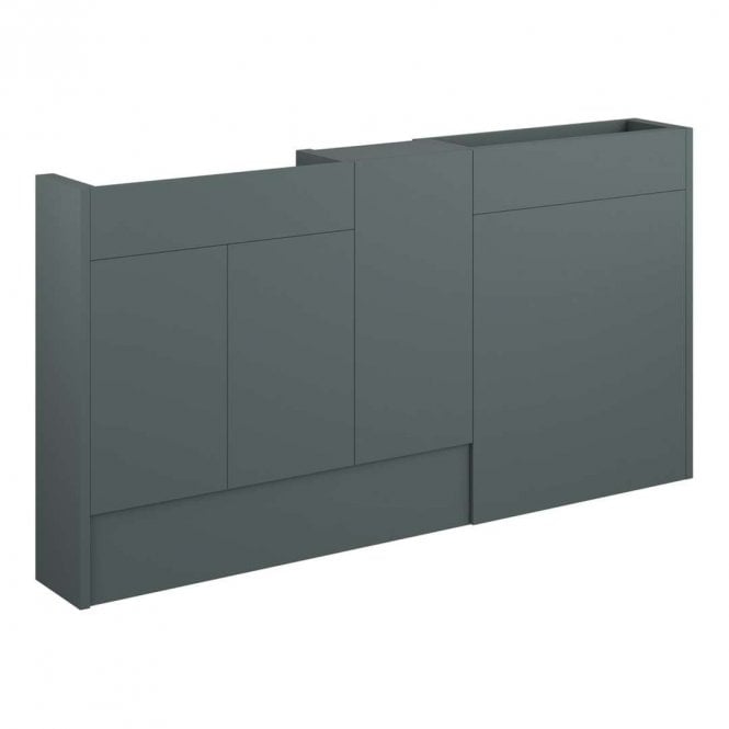 Dove Bathrooms Blake 1536mm Slim Basin, WC & 1 Door Unit Pack - Matt Green (Grey Cabinet)